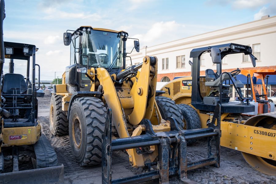 Heavy construction equipment on site