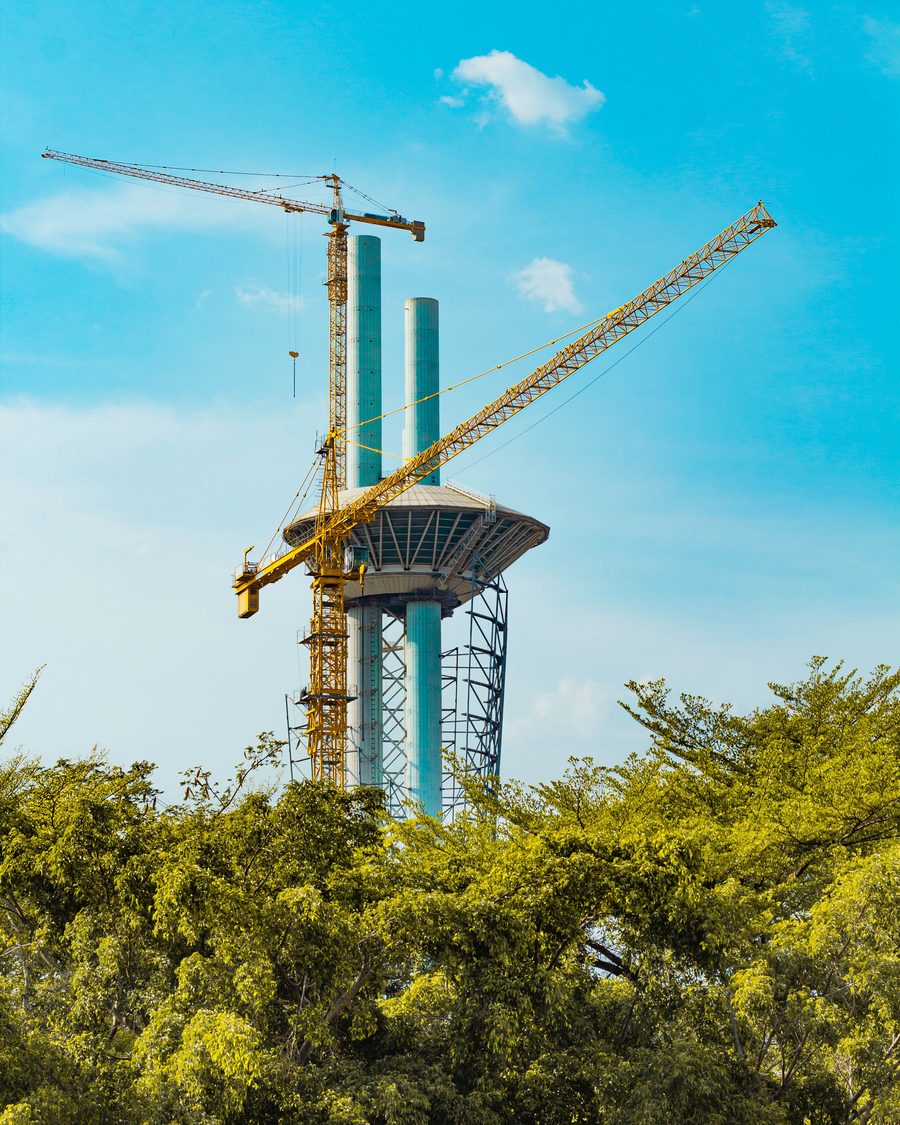 Bridge pylon and crane on a large infrastructure project